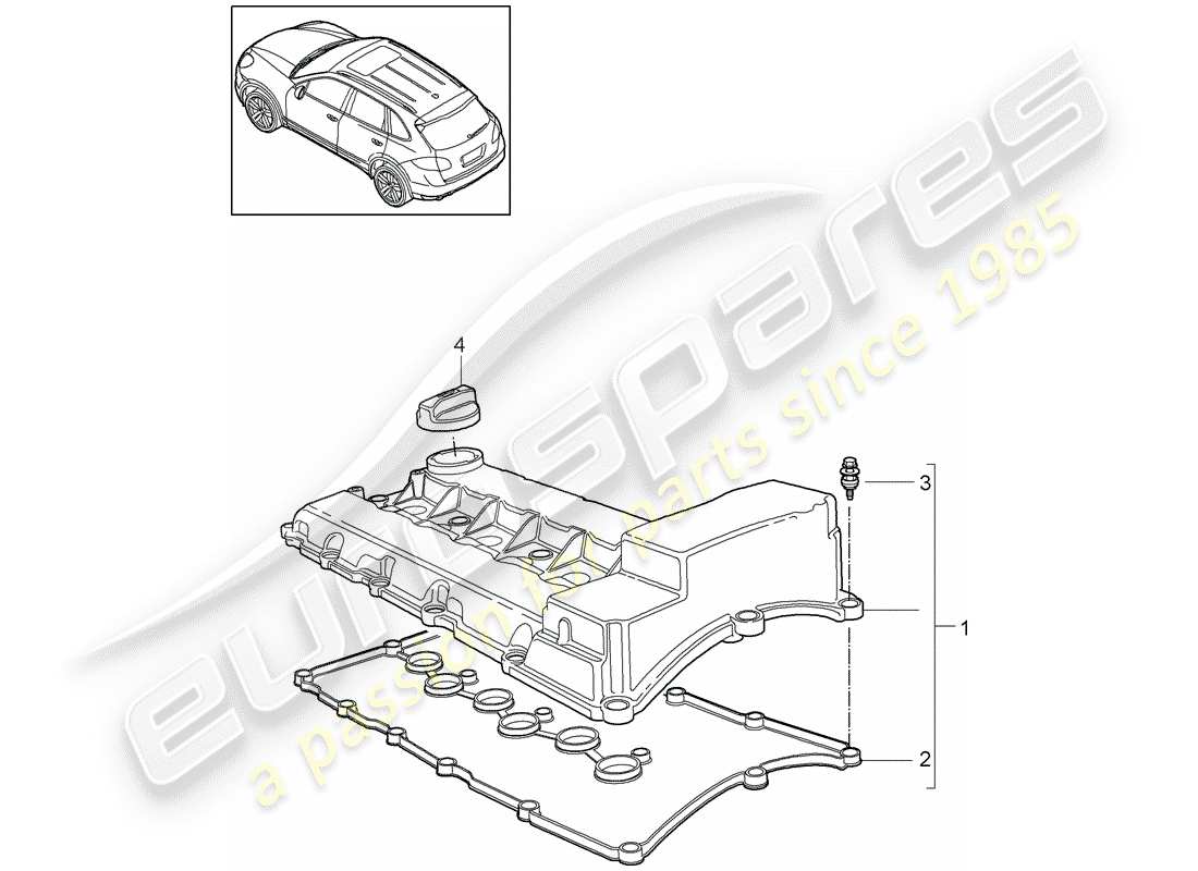 porsche cayenne e2 (2011) valve cover part diagram