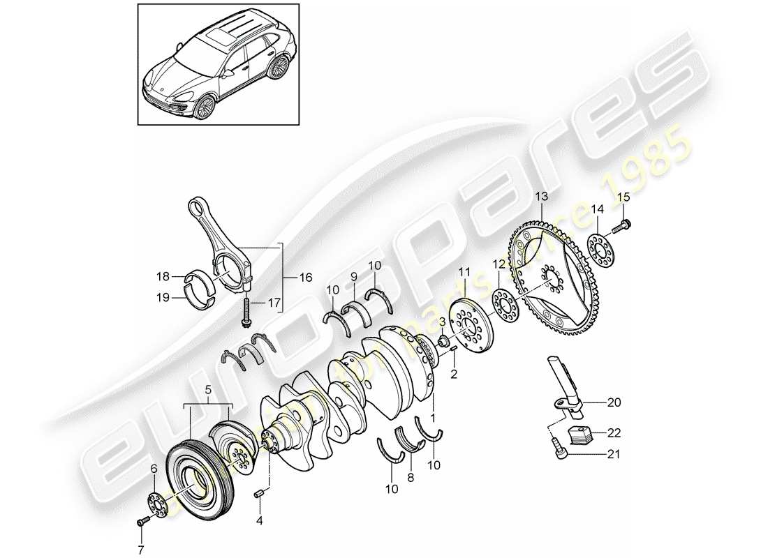 porsche cayenne e2 (2011) crankshaft part diagram