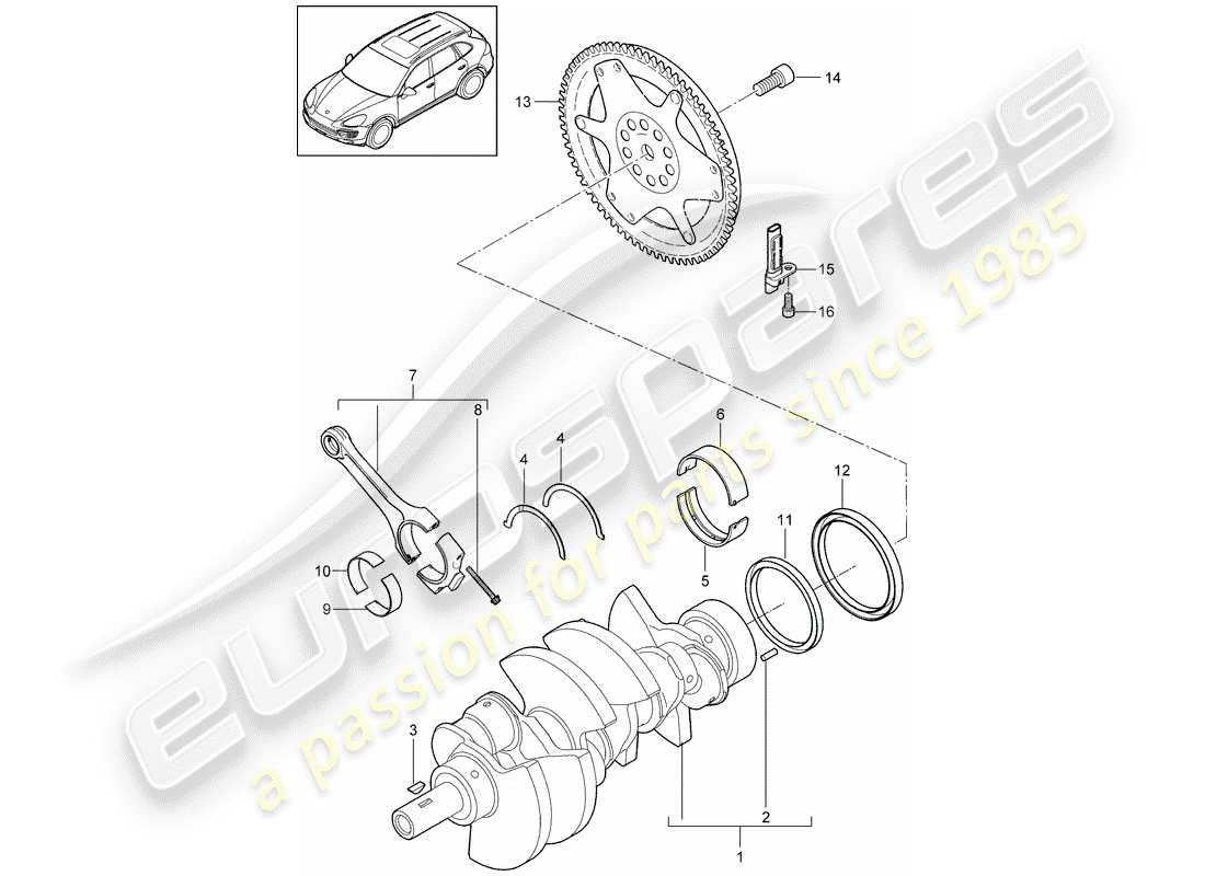 porsche cayenne e2 (2014) crankshaft part diagram