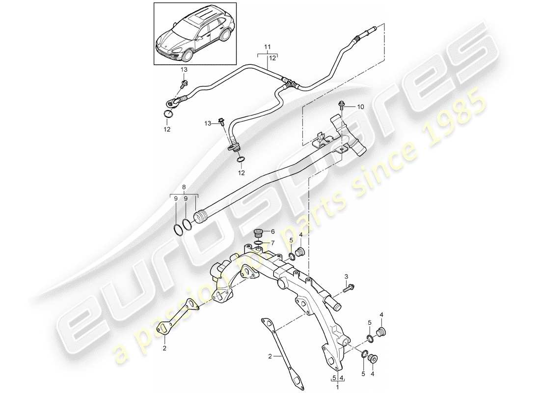 porsche cayenne e2 (2014) water cooling 1 part diagram