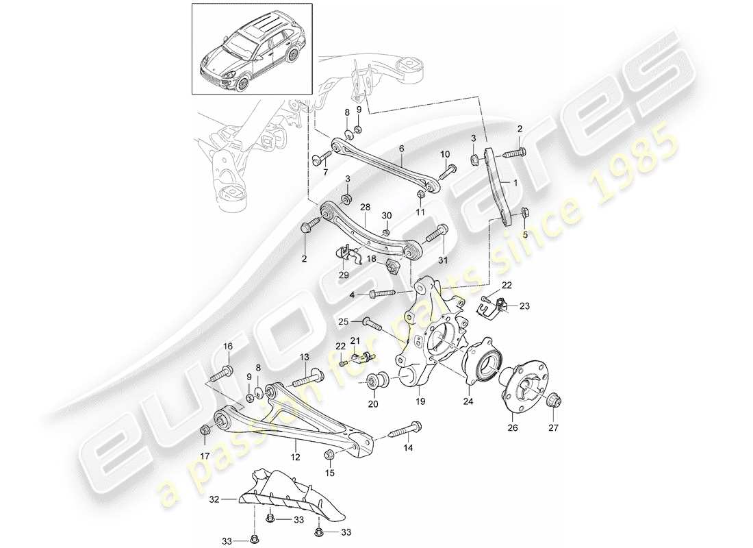 porsche cayenne e2 (2014) rear axle part diagram