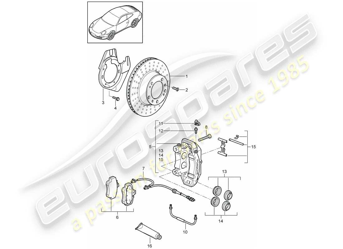 porsche 997 gen. 2 (2010) disc brakes part diagram