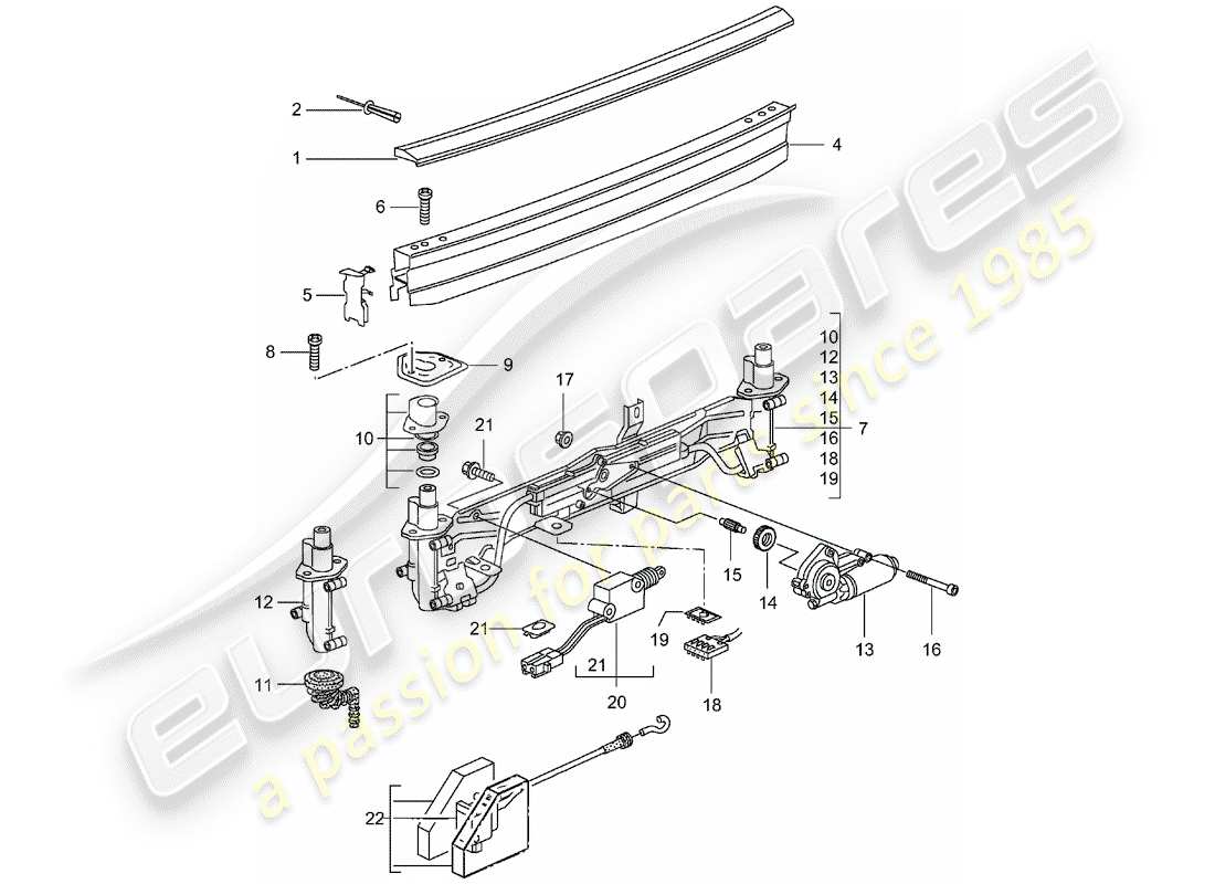 porsche boxster 986 (2004) rear spoiler part diagram