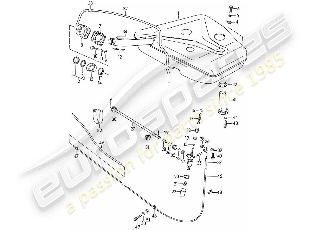 porsche 356b/356c (1961) fuel tank part diagram