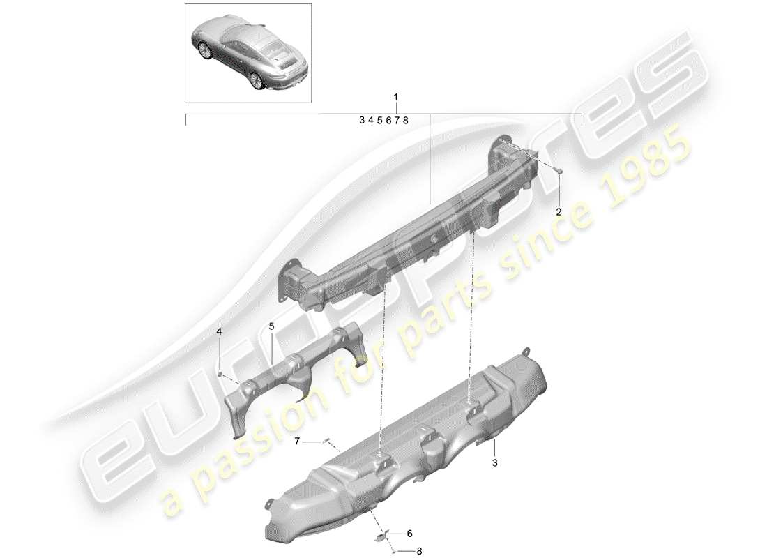 porsche 991 gen. 2 (2017) bumper bracket part diagram