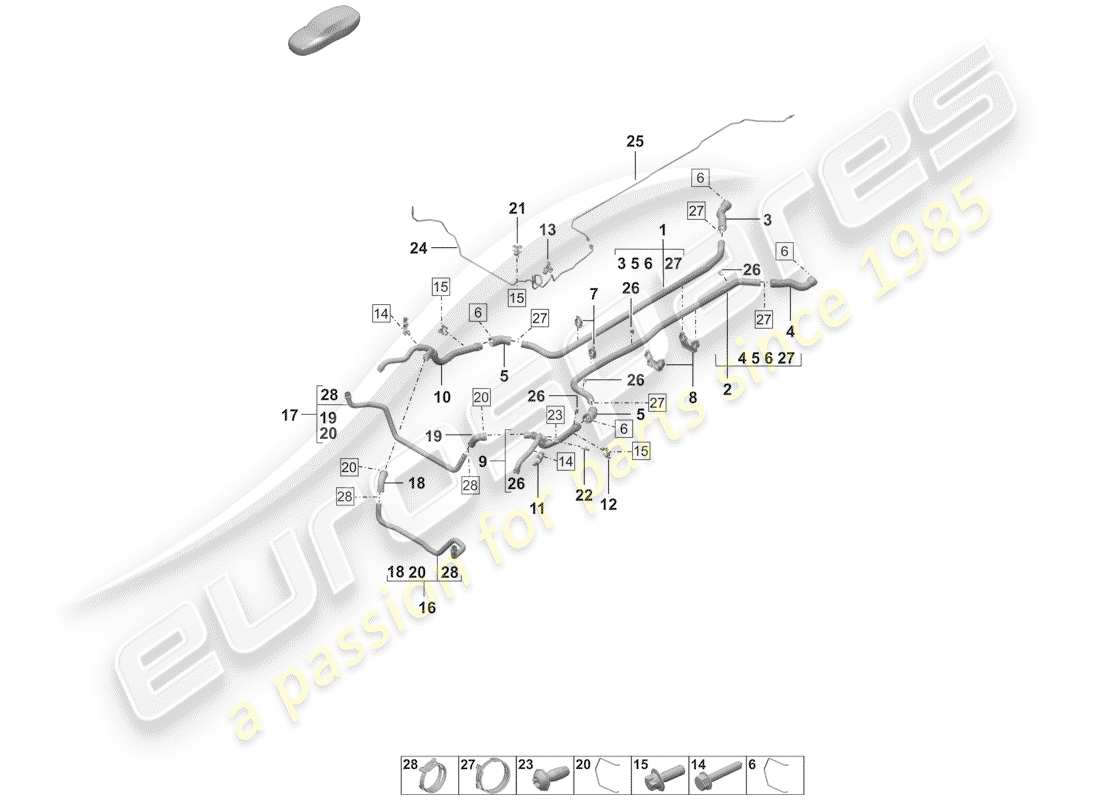 porsche 2019 water cooling part diagram