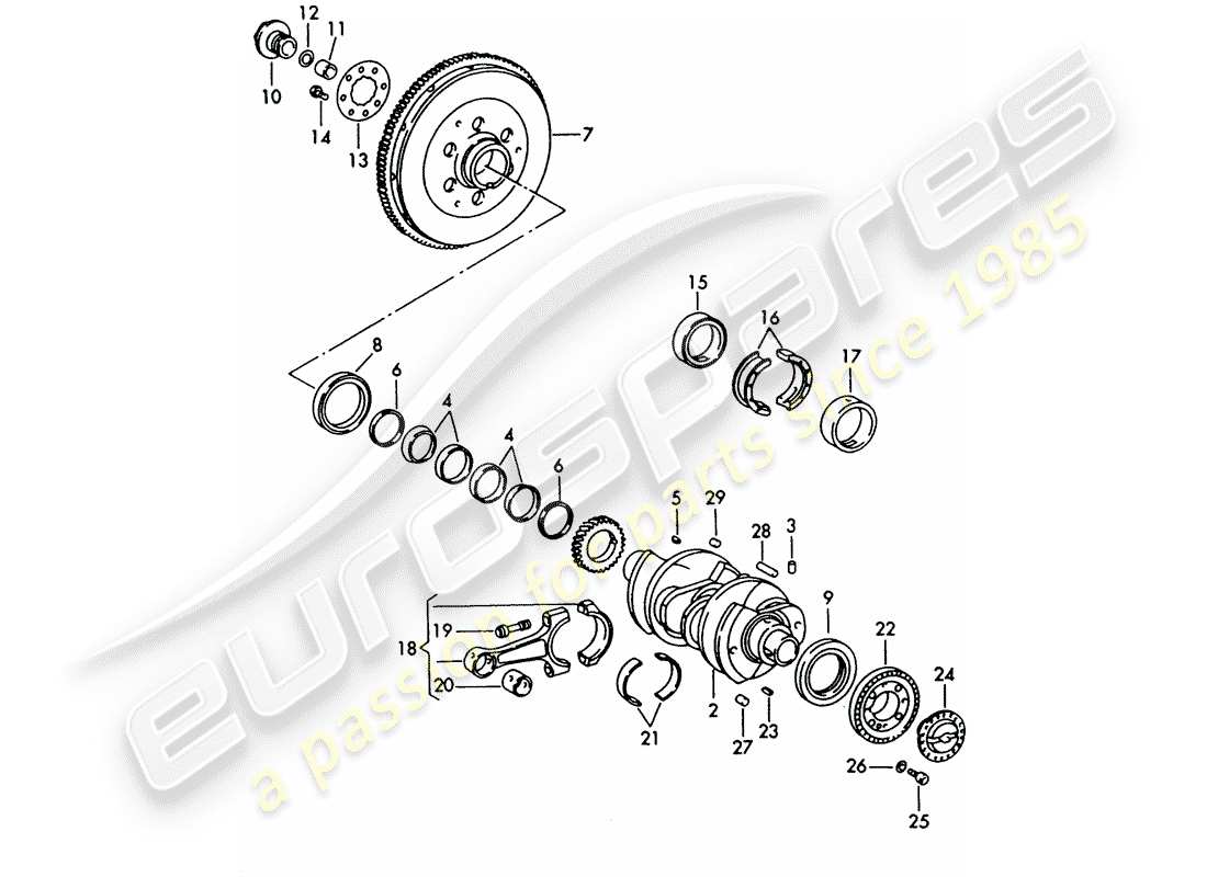 porsche 356b/356c (1960) crankshaft part diagram