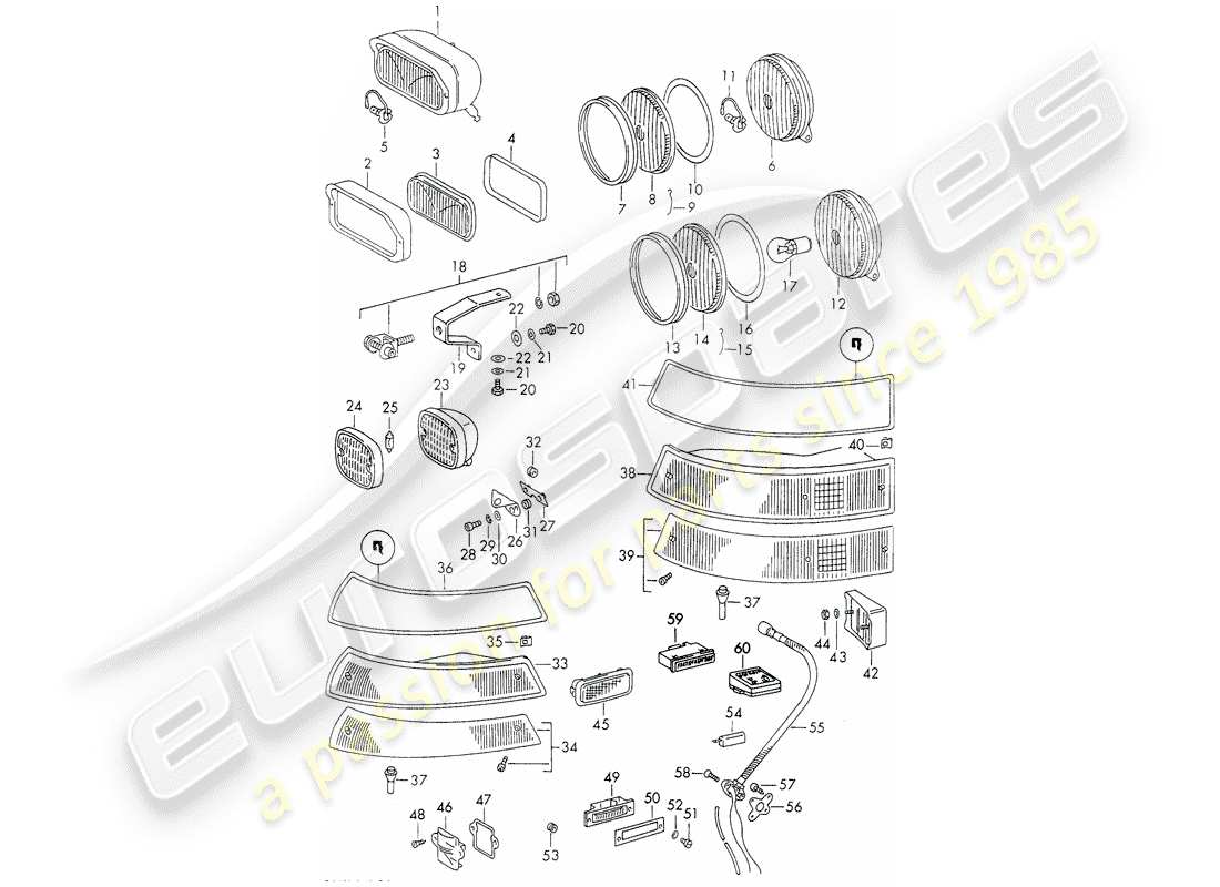 porsche 911 (1970) lighting part diagram