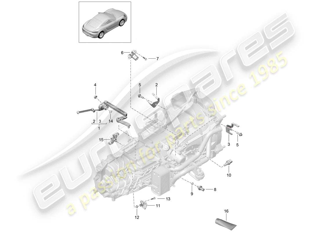 porsche 718 cayman (2019) manual gearbox part diagram