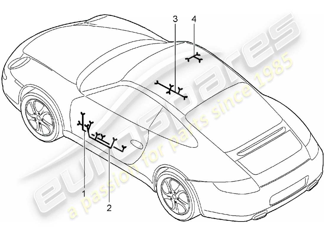 porsche 997 (2005) wiring harnesses part diagram