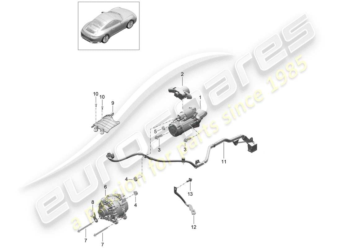 porsche 991 gen. 2 (2020) starter part diagram