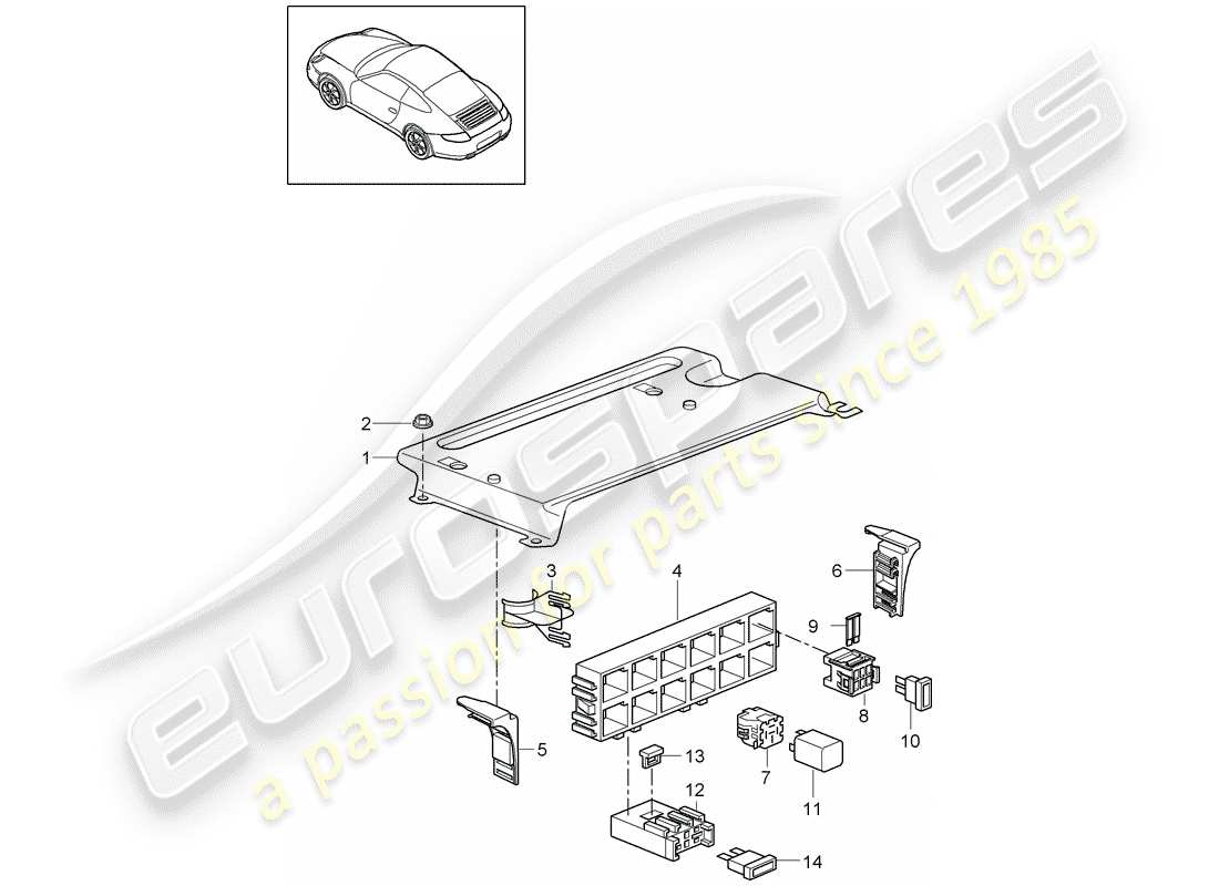 porsche 997 gen. 2 (2010) fuse box/relay plate part diagram