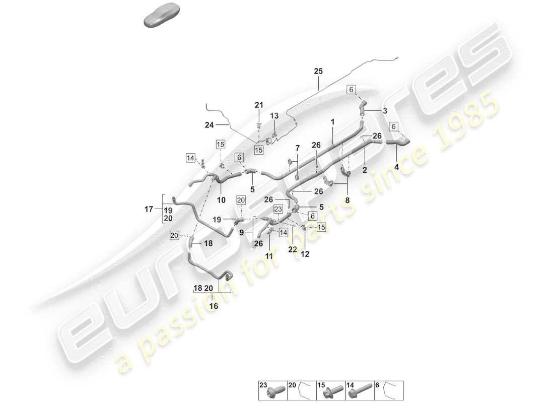 porsche 2020 water cooling part diagram