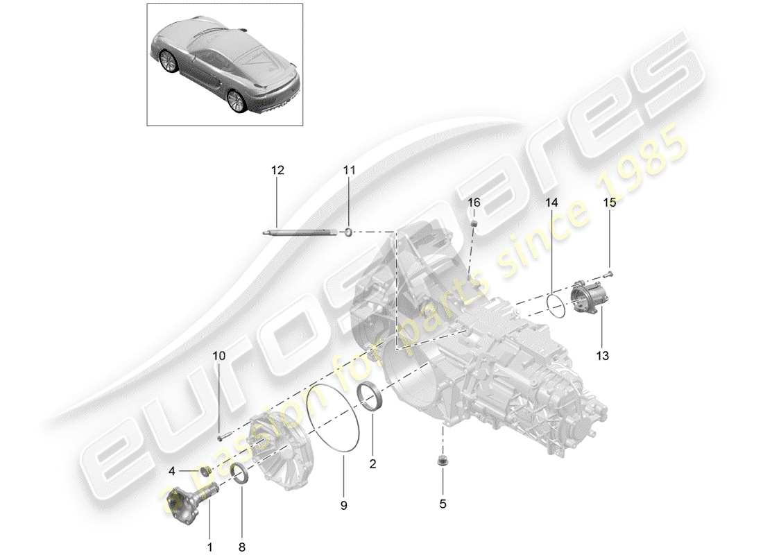 porsche cayman gt4 (2016) manual gearbox part diagram