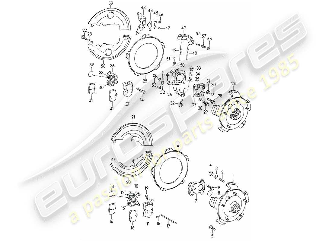 porsche 356b/356c (1965) brake - d >> - mj 1963 part diagram