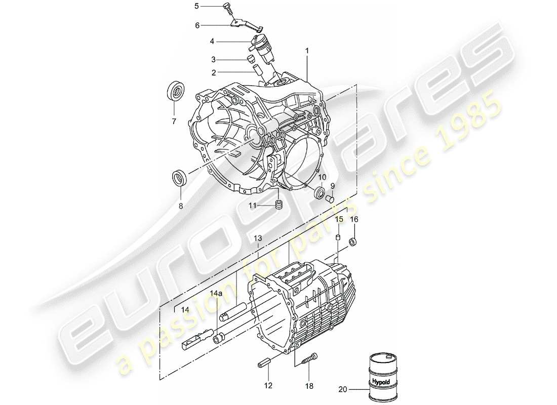 porsche boxster 986 (2002) gearbox - 5 speed manual transmission - - - transmission case part diagram