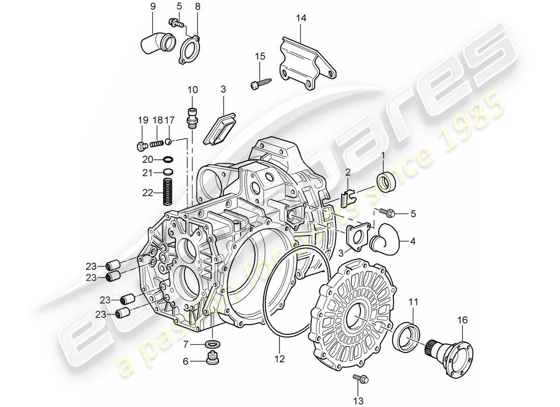 porsche 996 t/gt2 (2001) transmission case part diagram