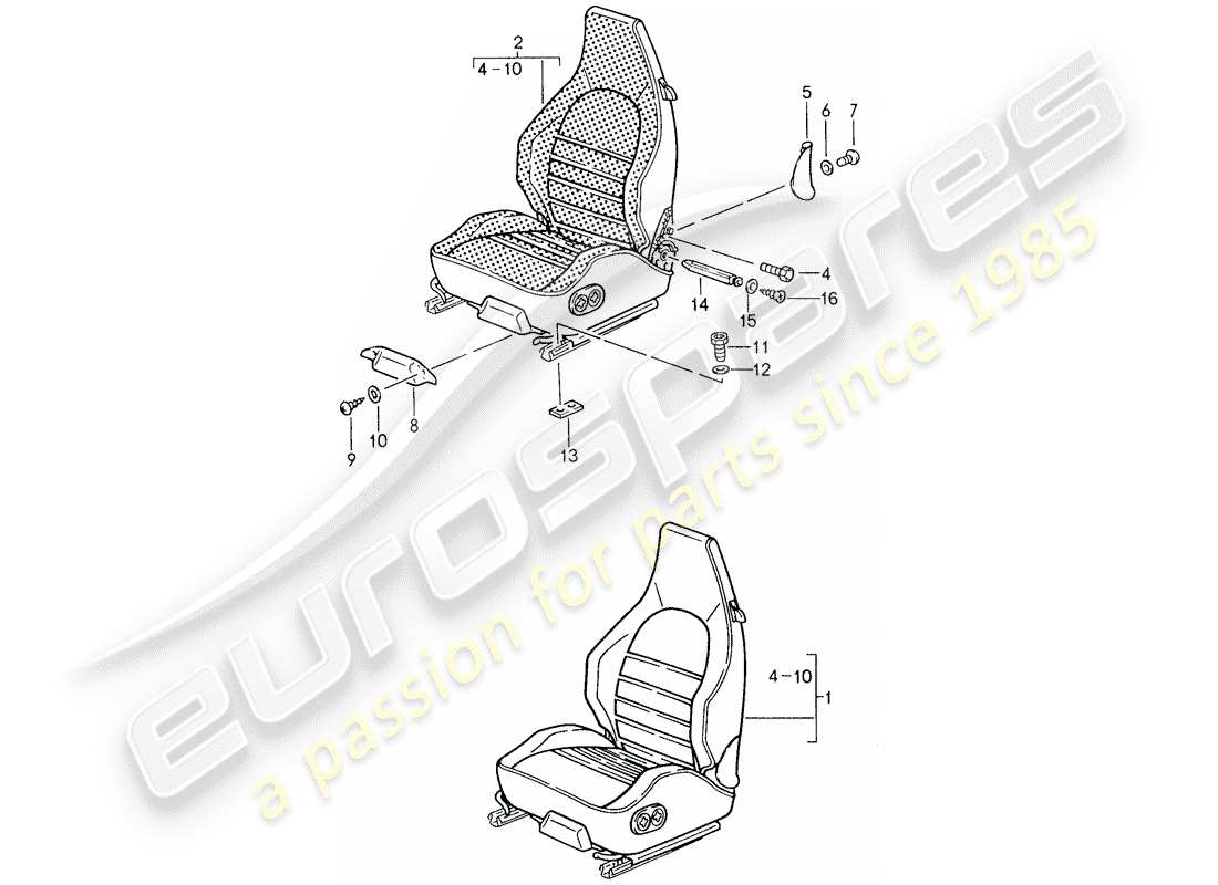 porsche 959 (1987) sports seat part diagram