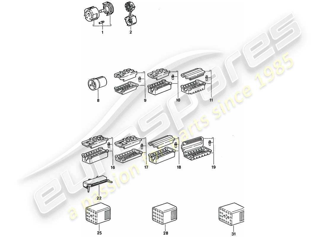 porsche 968 (1992) connector housing part diagram