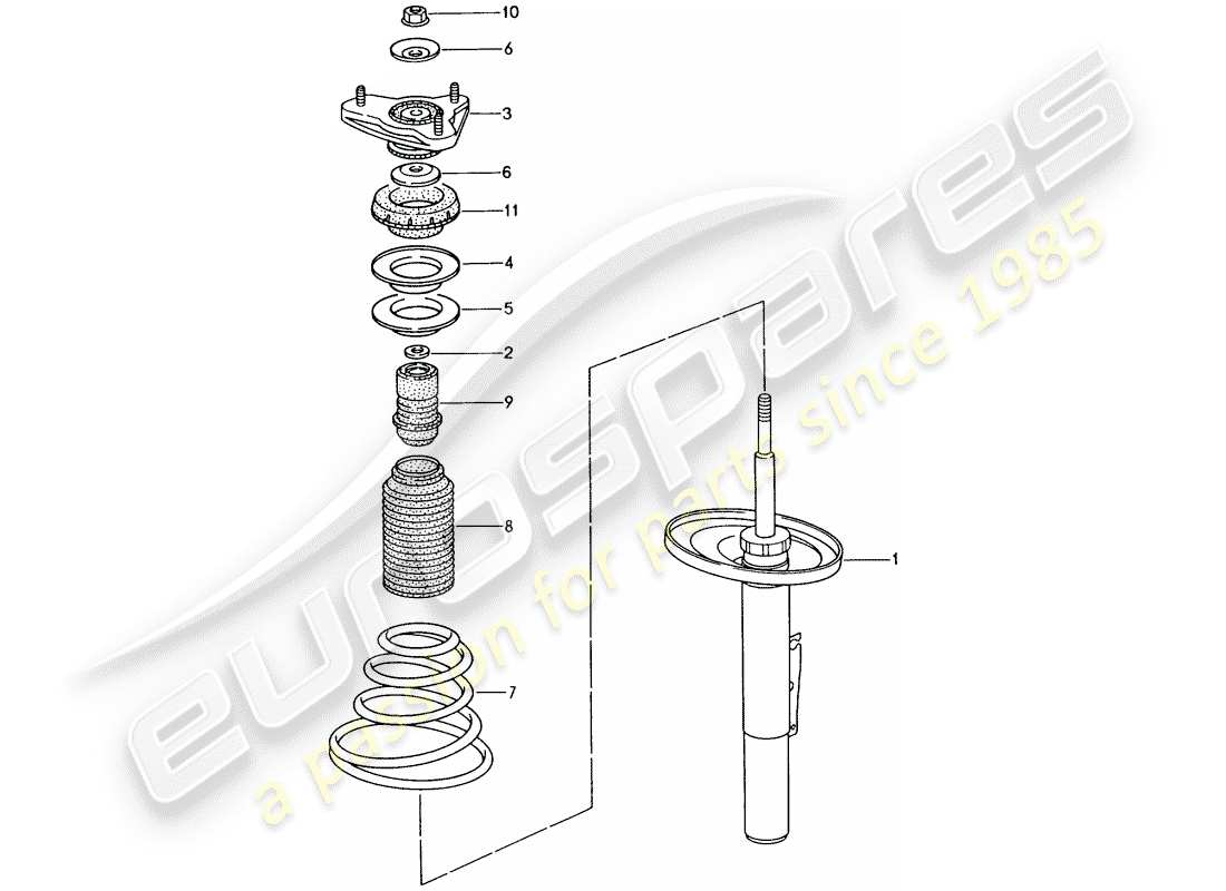 porsche boxster 986 (2001) suspension - shock absorber part diagram