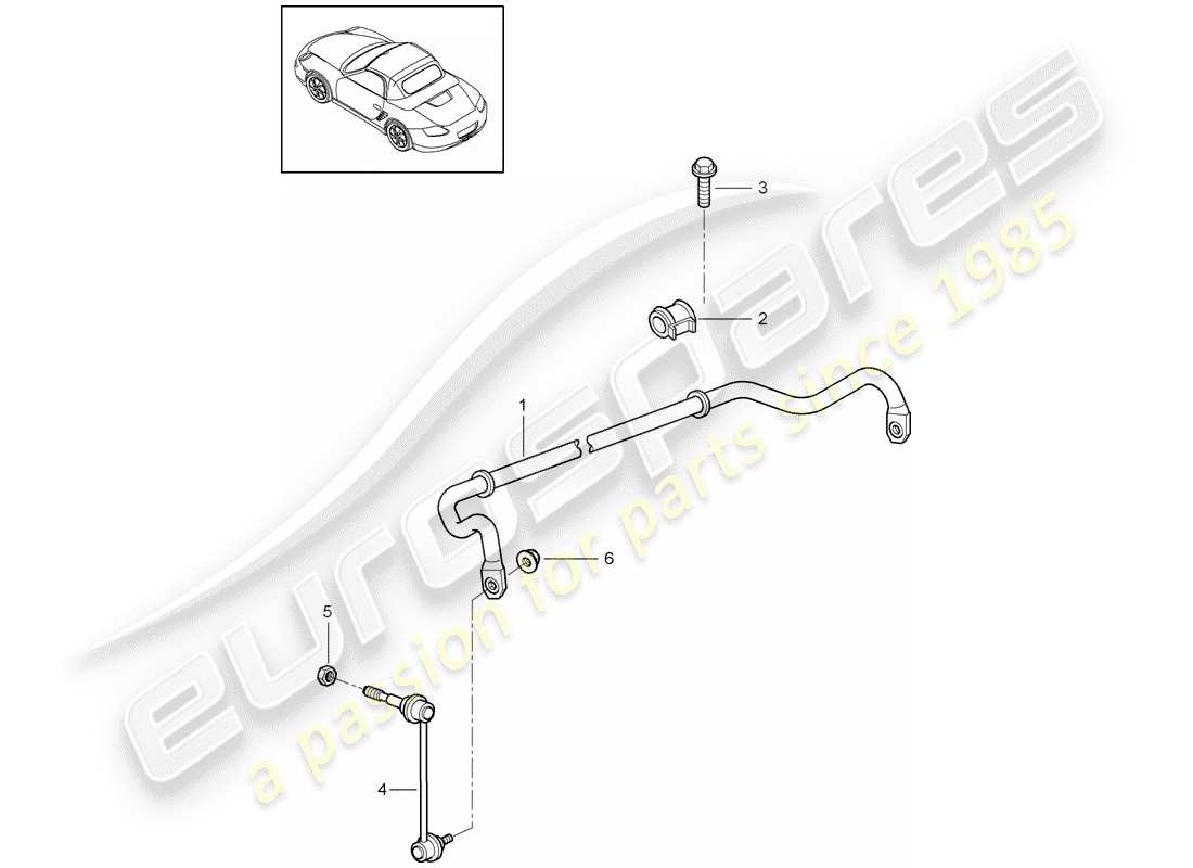 porsche boxster 987 (2012) stabilizer part diagram