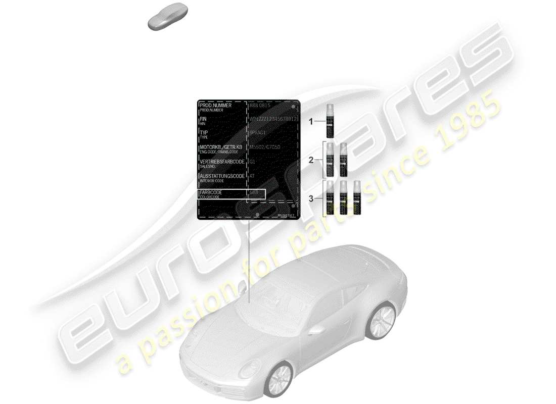 porsche 2020 paint touch-up stick part diagram