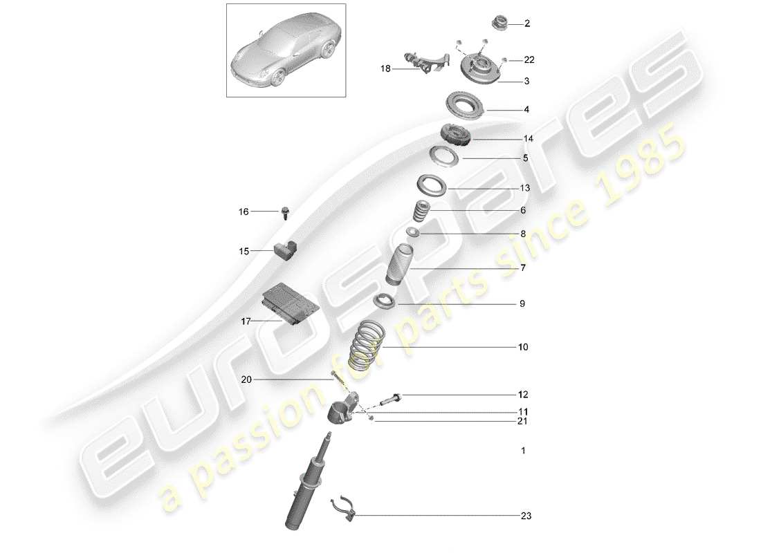 porsche 991 (2016) vibration damper part diagram