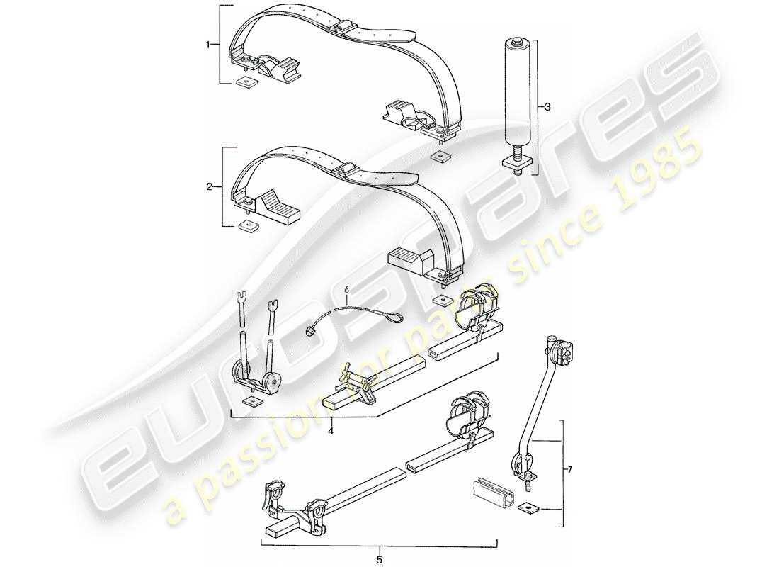 porsche 911 (1987) roof transport system part diagram