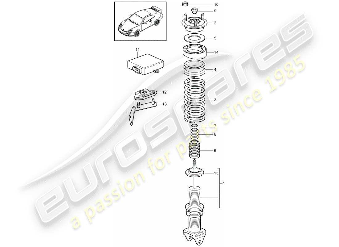 porsche 997 gt3 (2009) shock absorber part diagram