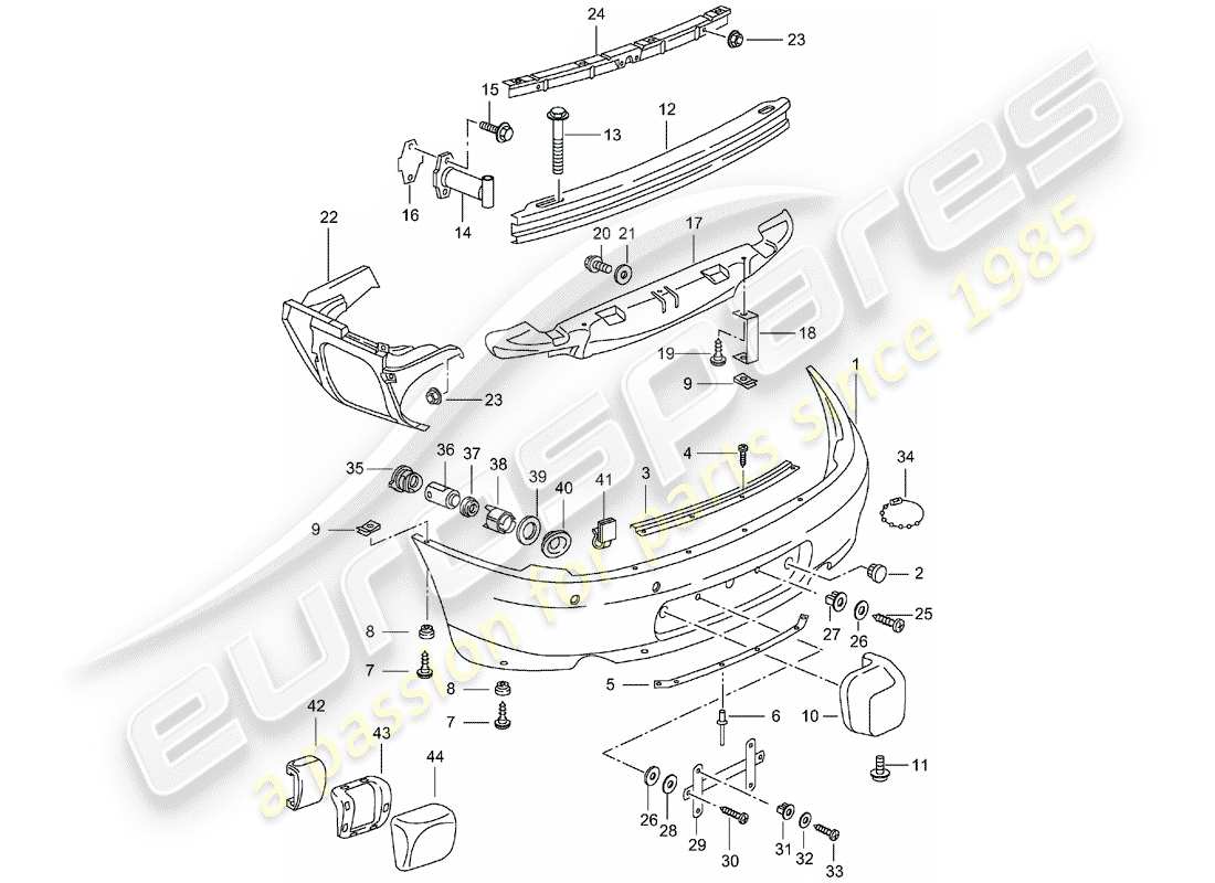 porsche 996 (1998) bumper part diagram