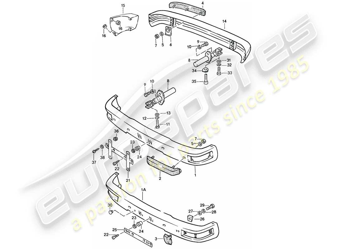 porsche 944 (1982) bumper - with: - buffer part diagram