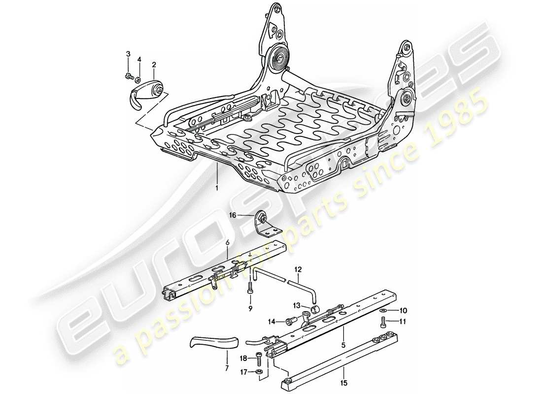 porsche 911 (1984) frame for seat - manually adjustable - d - mj 1985>> part diagram