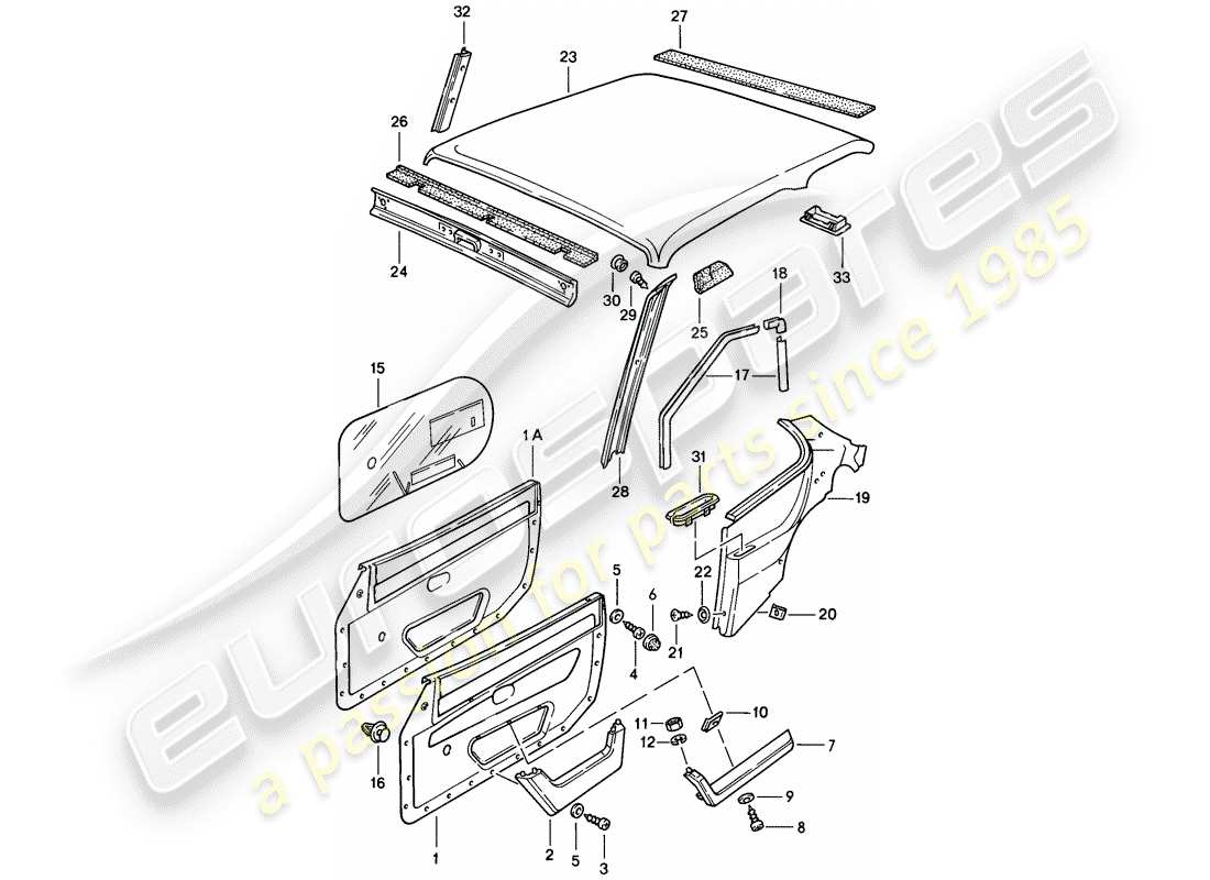 porsche 924 (1976) trims part diagram