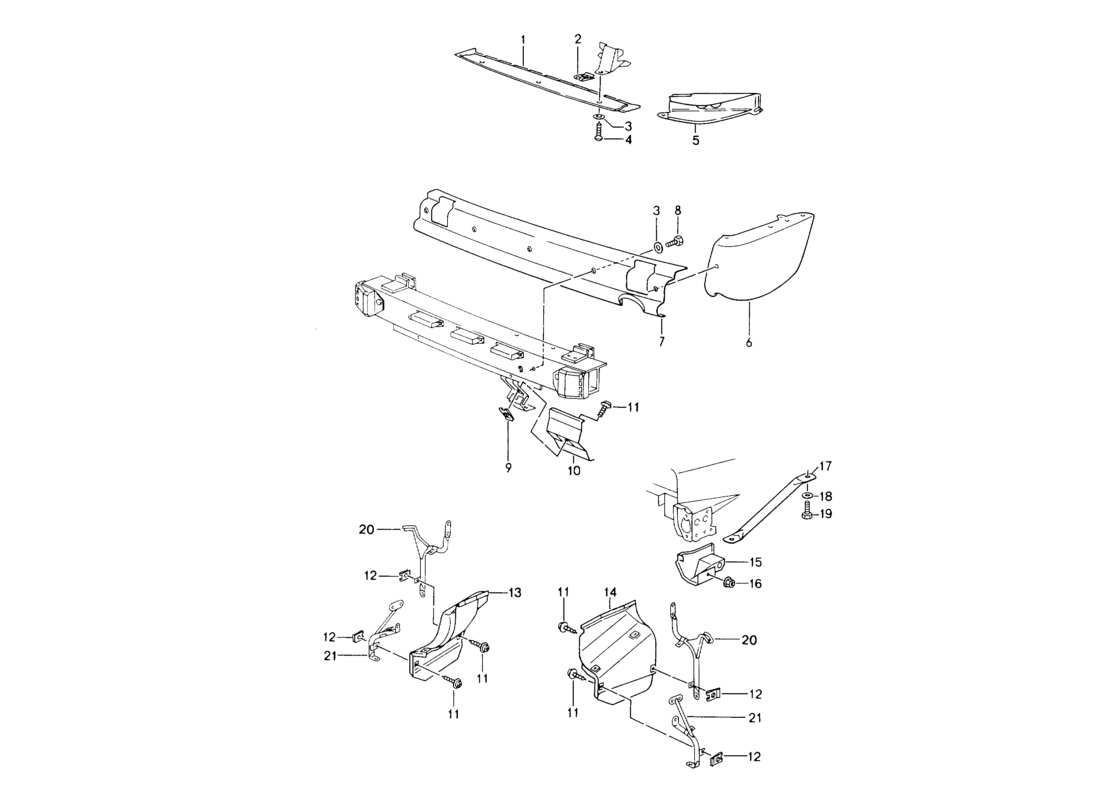 porsche 964 (1994) heat protection - for - bumper part diagram