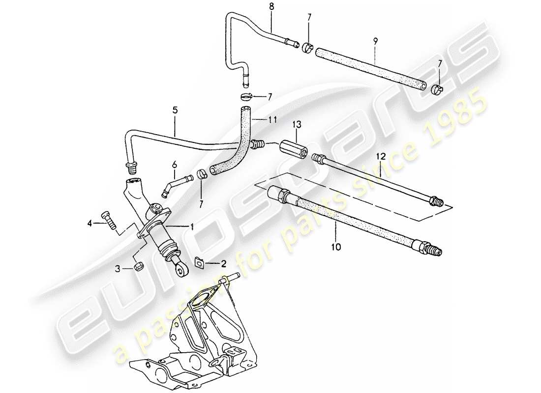 porsche 964 (1994) clutch actuation - clutch master cylinder part diagram