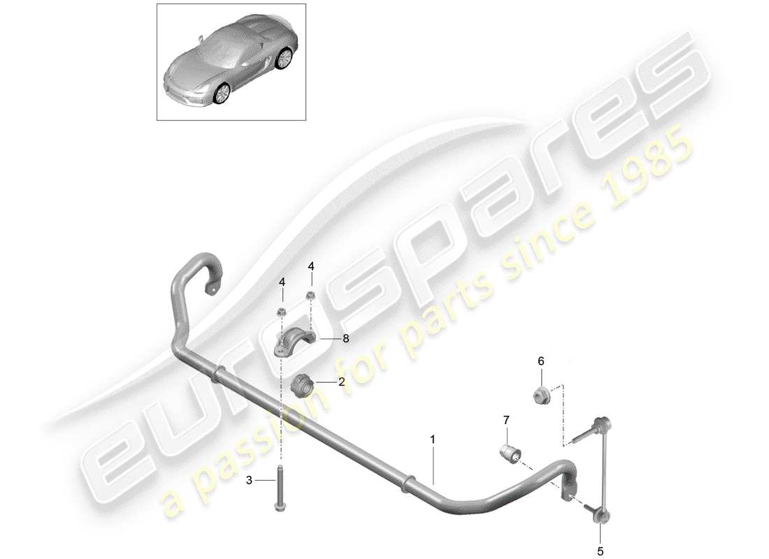 porsche boxster spyder (2016) stabilizer part diagram