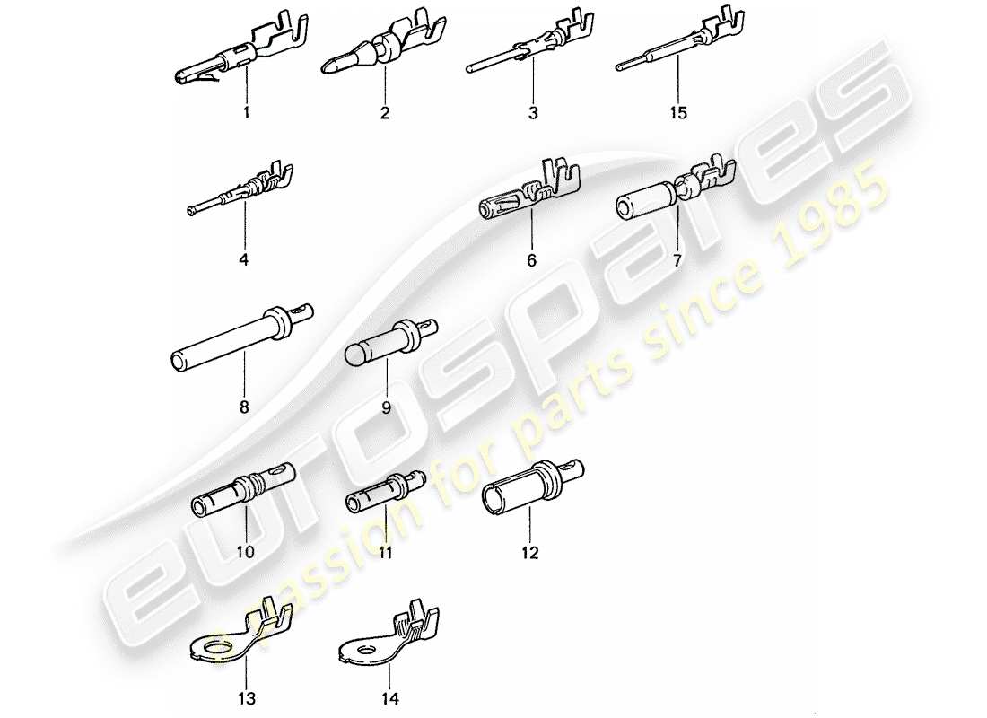 porsche 944 (1989) pin (male) terminal - contact pin - cable shoe part diagram