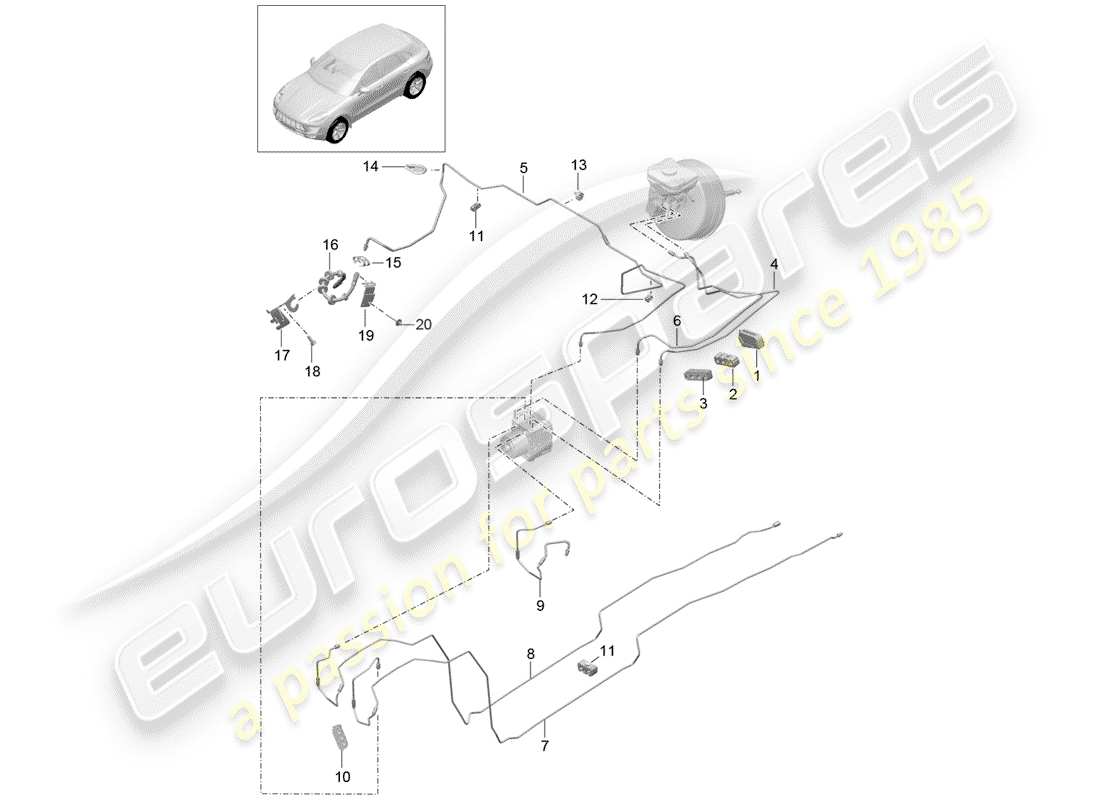 porsche macan (2014) brake line part diagram