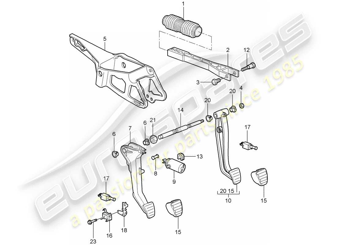 porsche 997 gt3 (2009) pedals part diagram