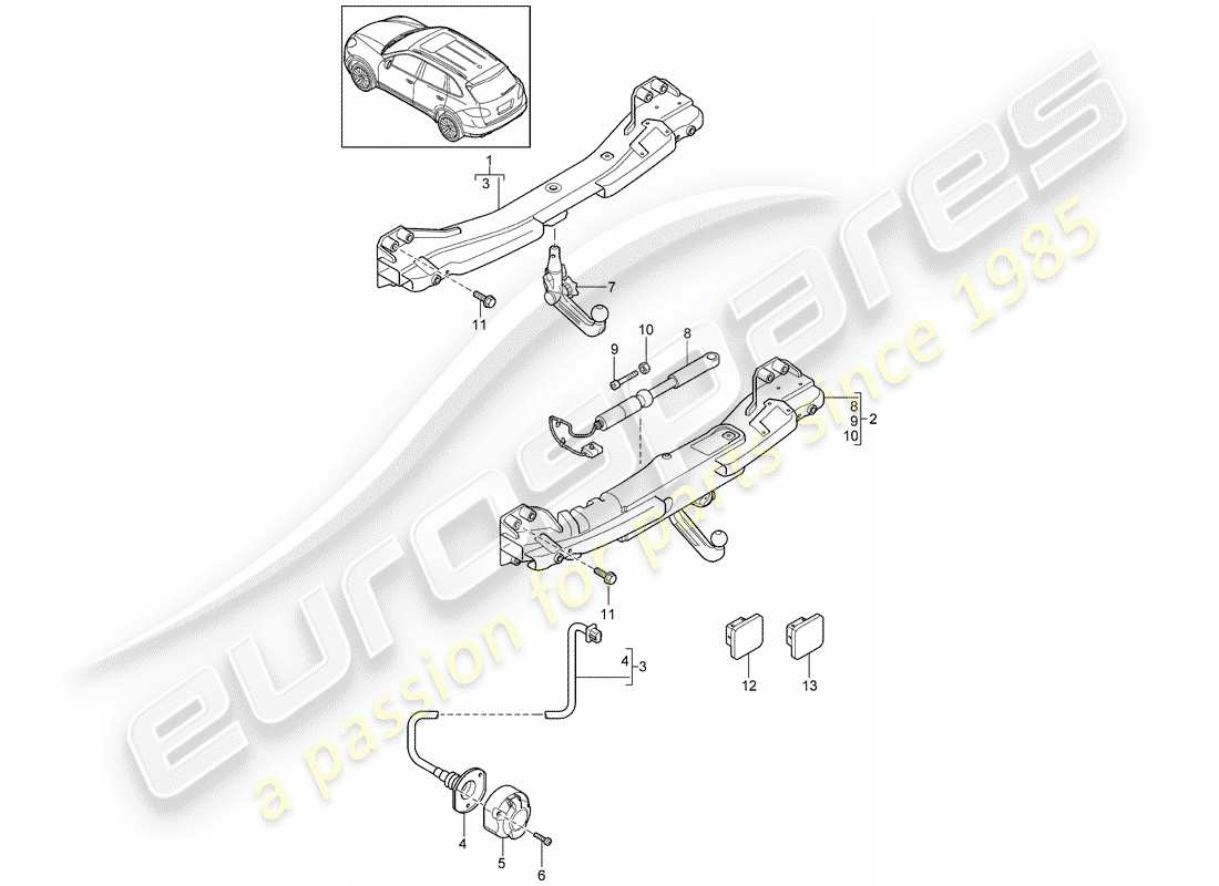 porsche cayenne e2 (2015) tow hitch part diagram