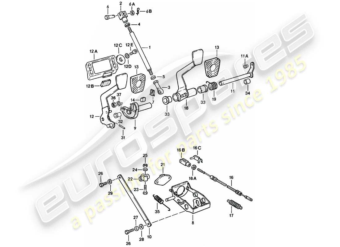 porsche 911 (1978) pedals part diagram