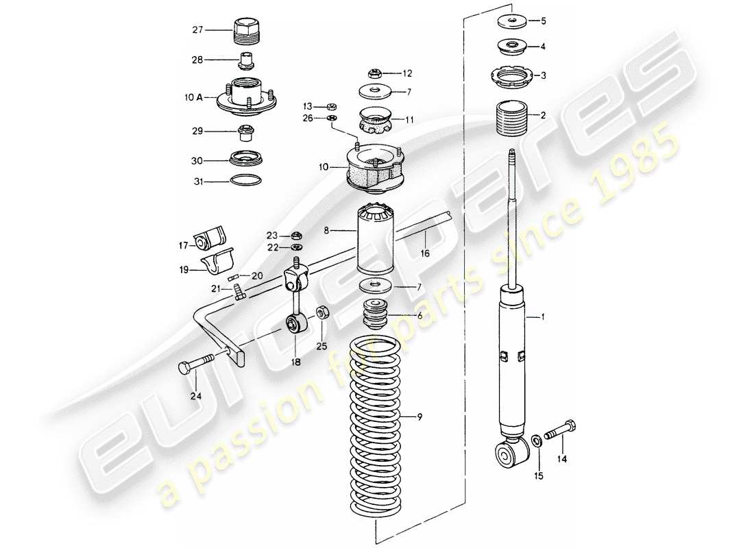 porsche 964 (1989) shock absorber - stabilizer part diagram