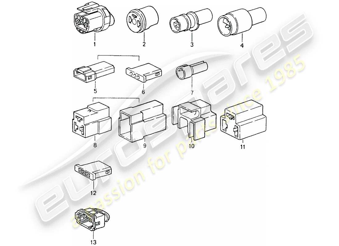 porsche 964 (1989) connector housing part diagram