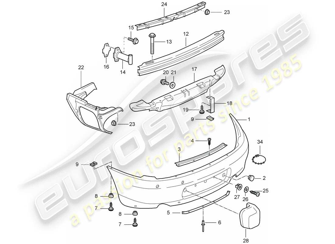 porsche 996 gt3 (2003) bumper part diagram