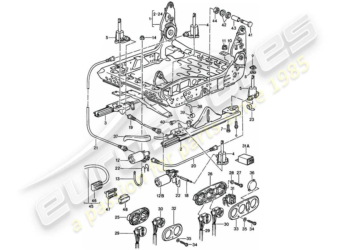 porsche 911 (1986) frame for seat - electric part diagram