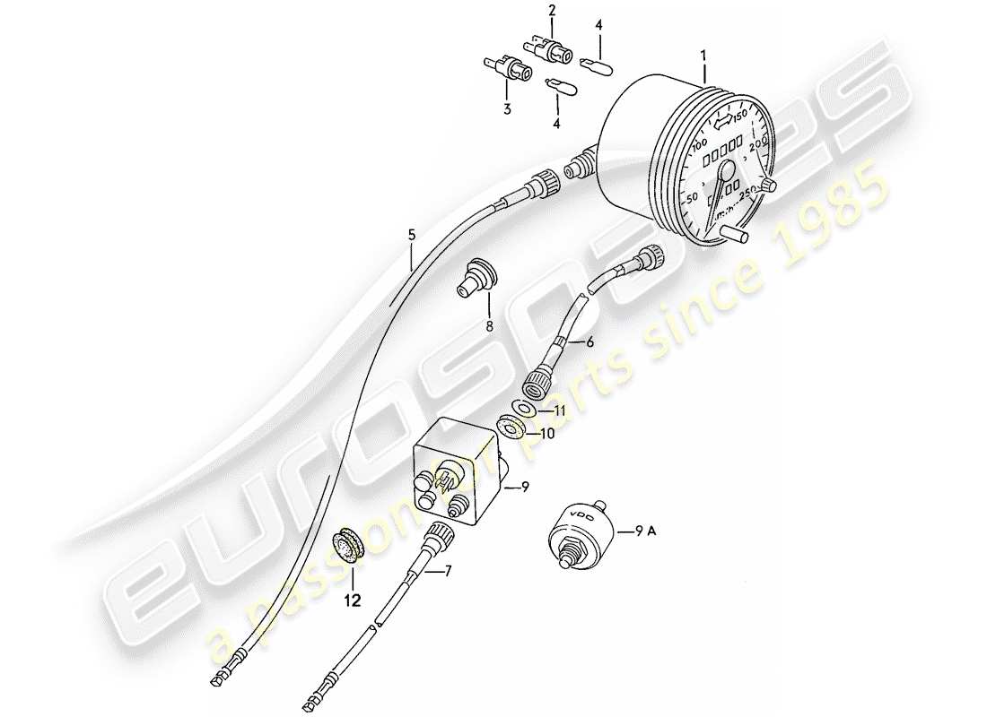 porsche 924 (1977) speedometer - d >> - mj 1978 part diagram