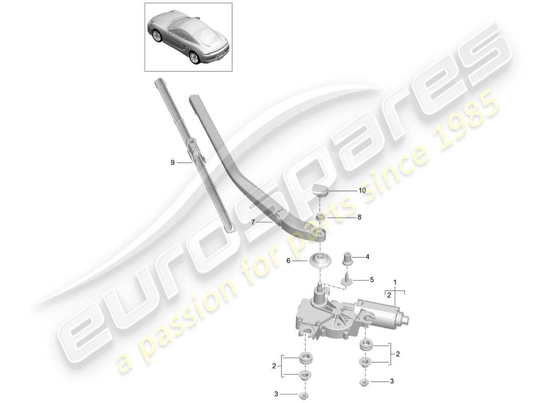 porsche cayman 981 (2015) rear window wiper part diagram