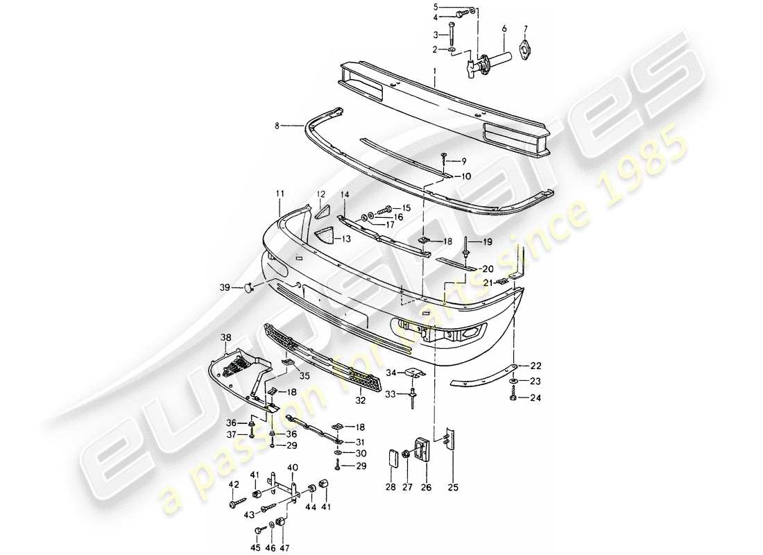 porsche 964 (1989) bumper part diagram