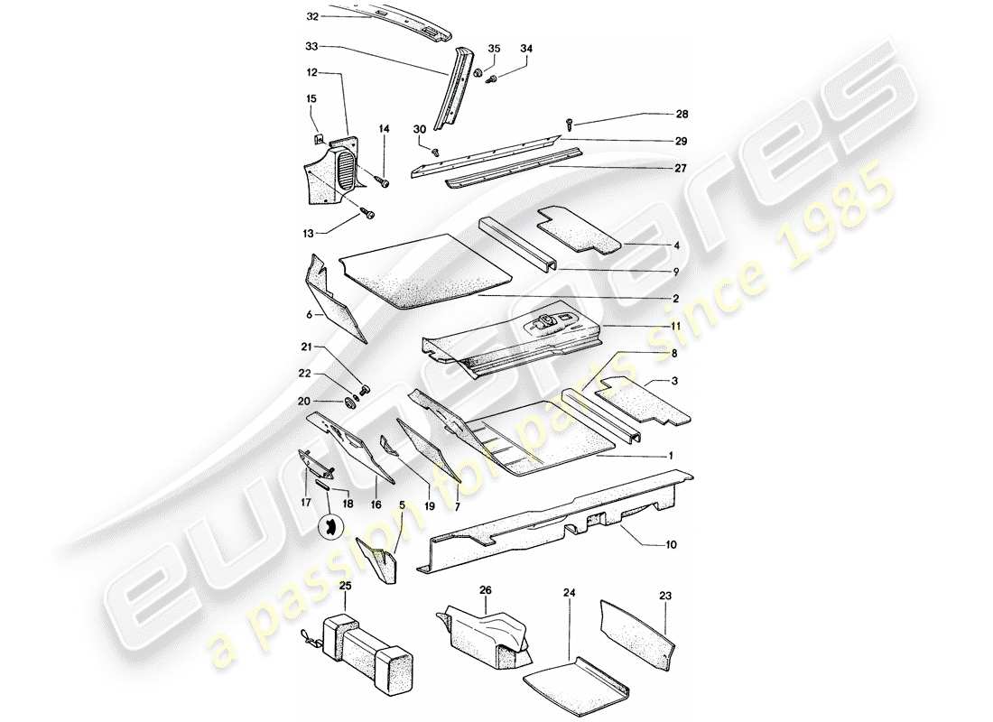 porsche 914 (1970) interior equipment parts diagram