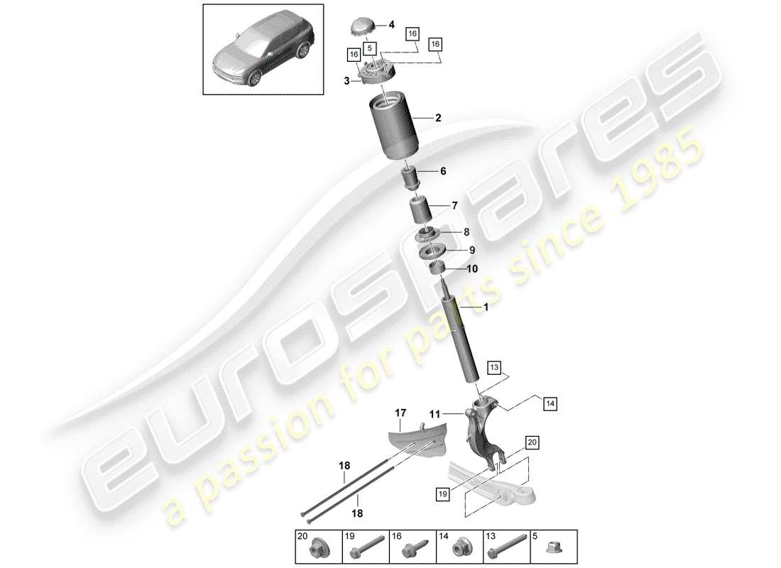 porsche cayenne e3 (2020) suspension part diagram